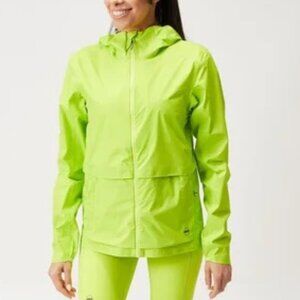 Janji Women's Rainrunner Pack Jacket, size Medium, S U P E R G L O W